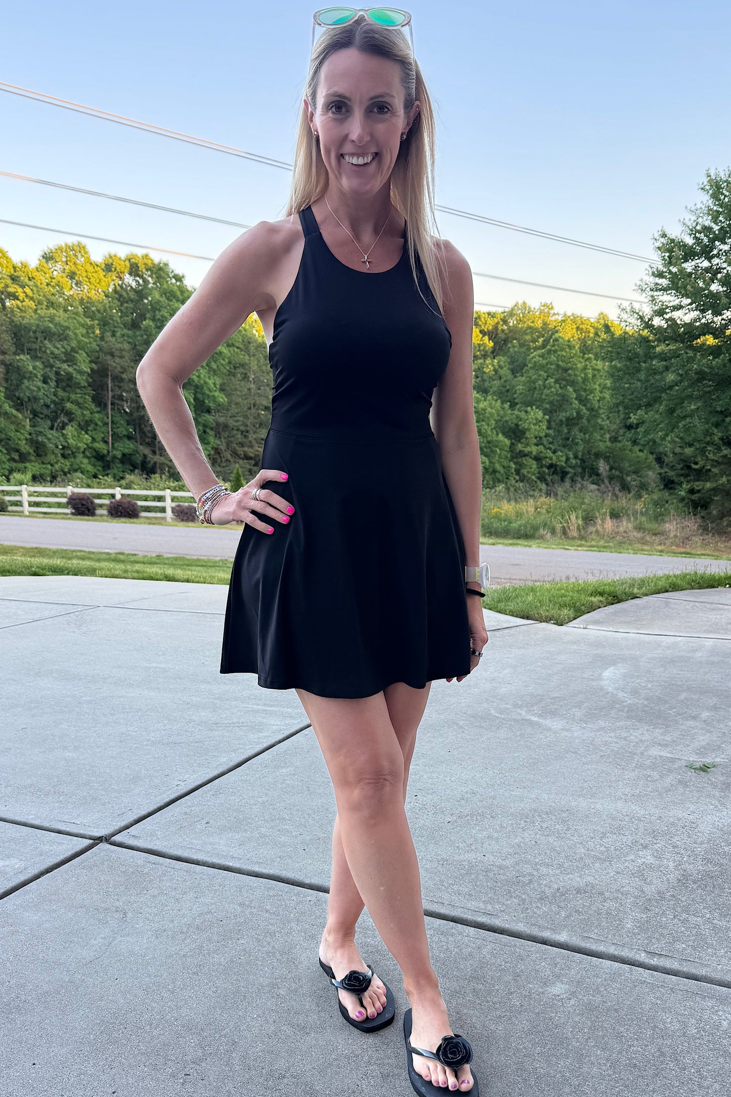 Grace in Motion Black Athleisure Dress
