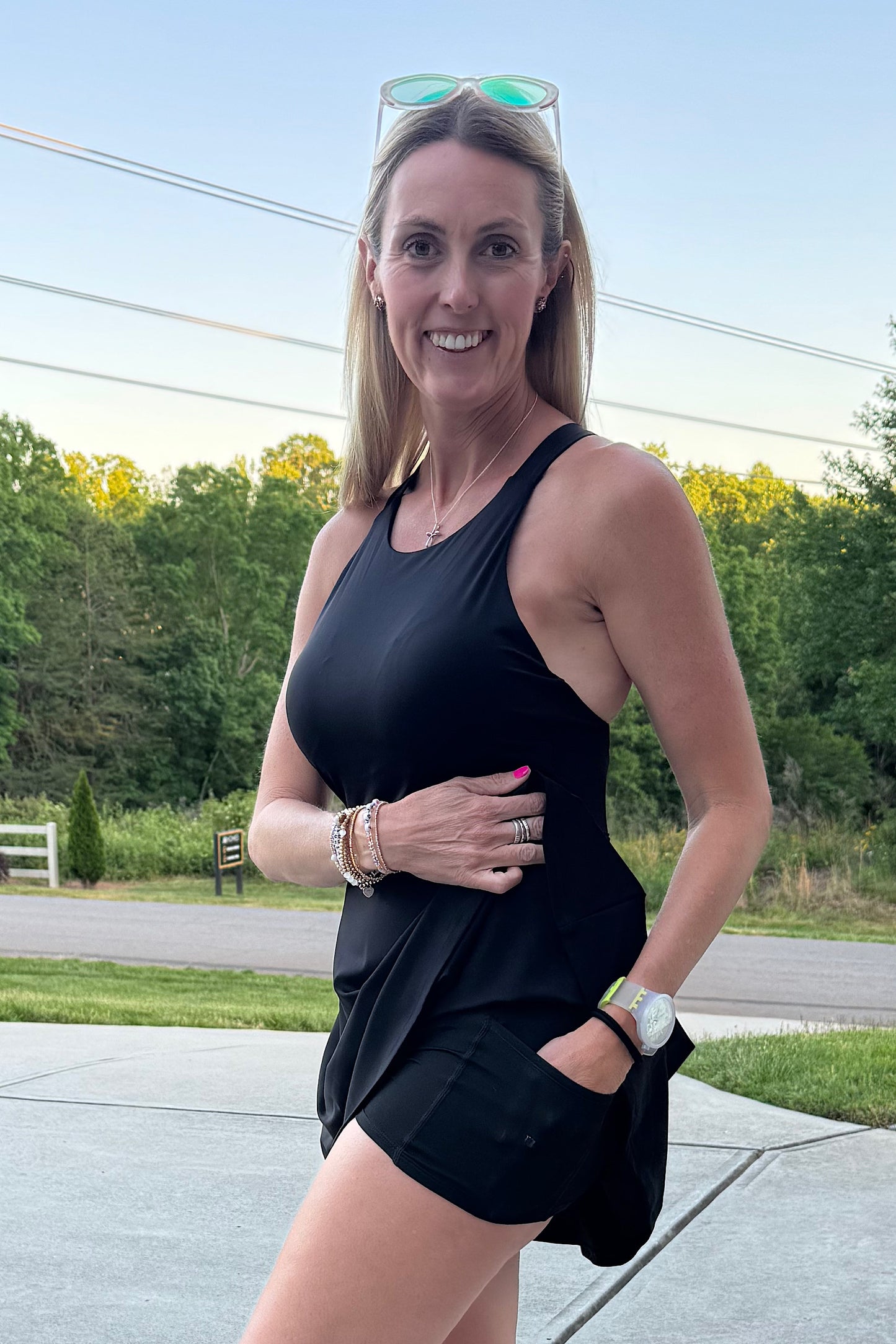 Grace in Motion Black Athleisure Dress
