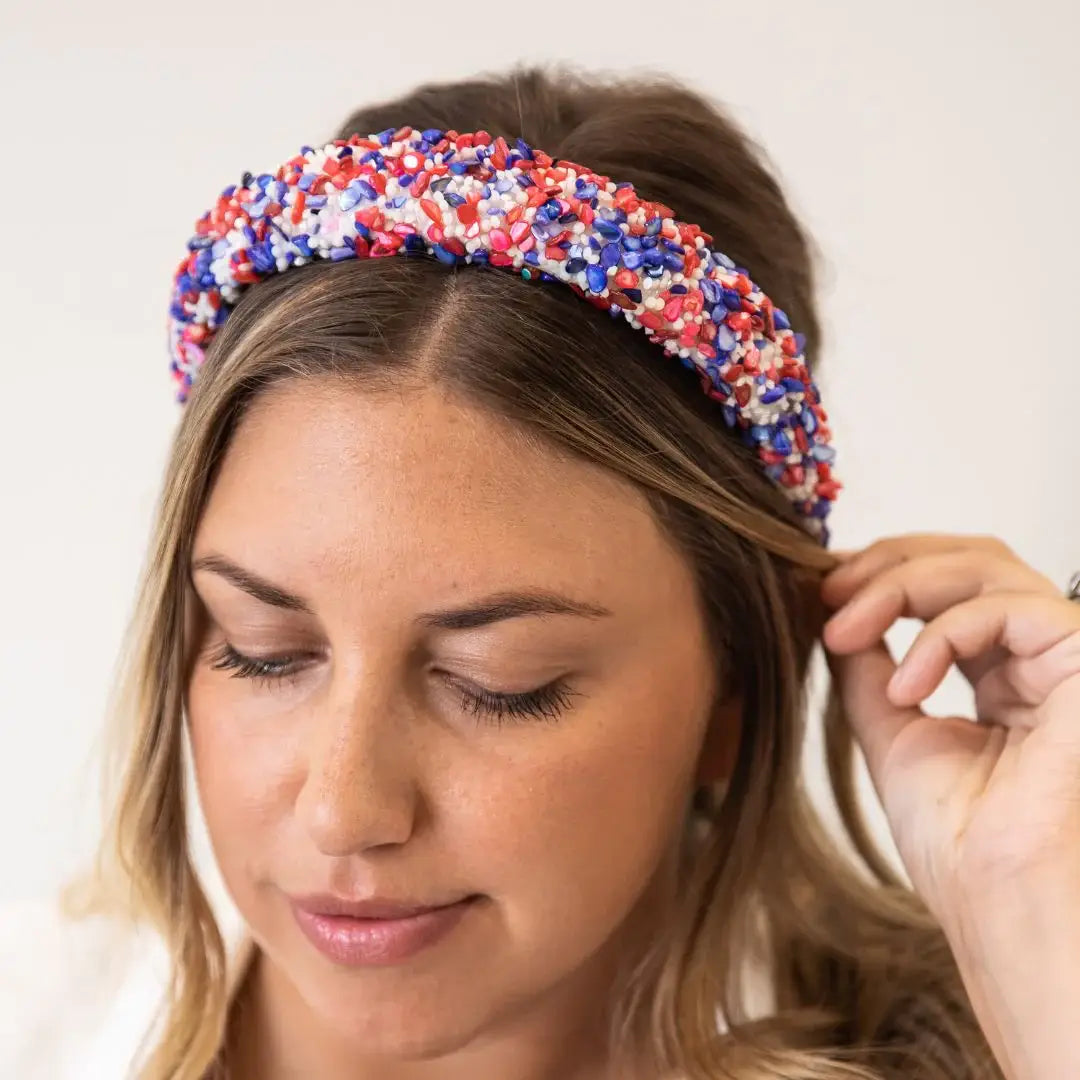 All that Glitters Headband - Red, White + Blue