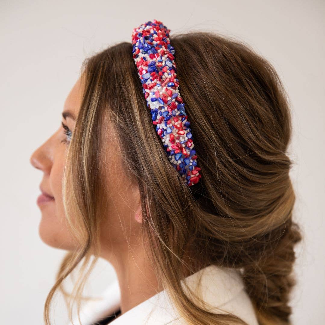 All that Glitters Headband - Red, White + Blue