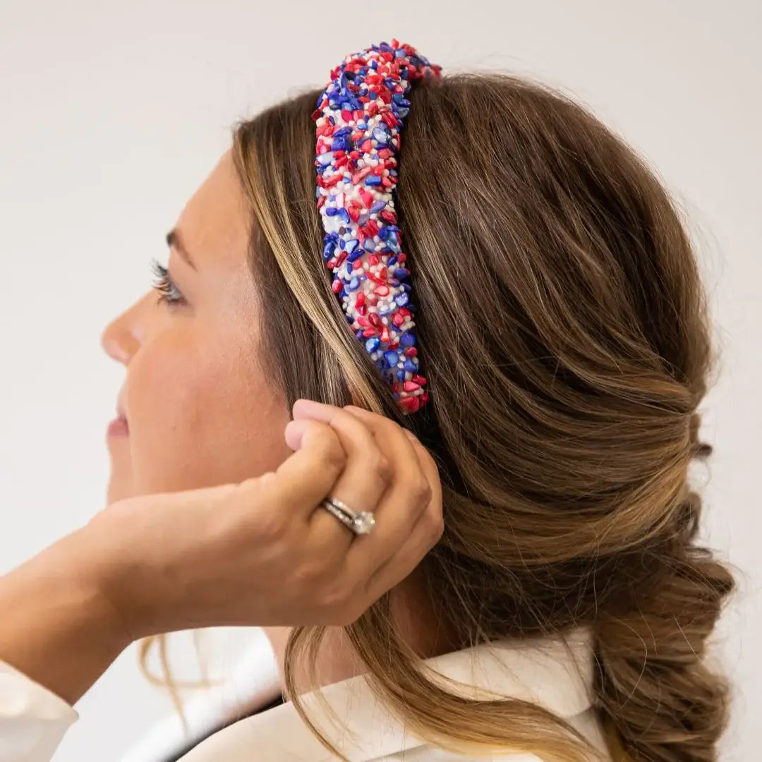 All that Glitters Headband - Red, White + Blue