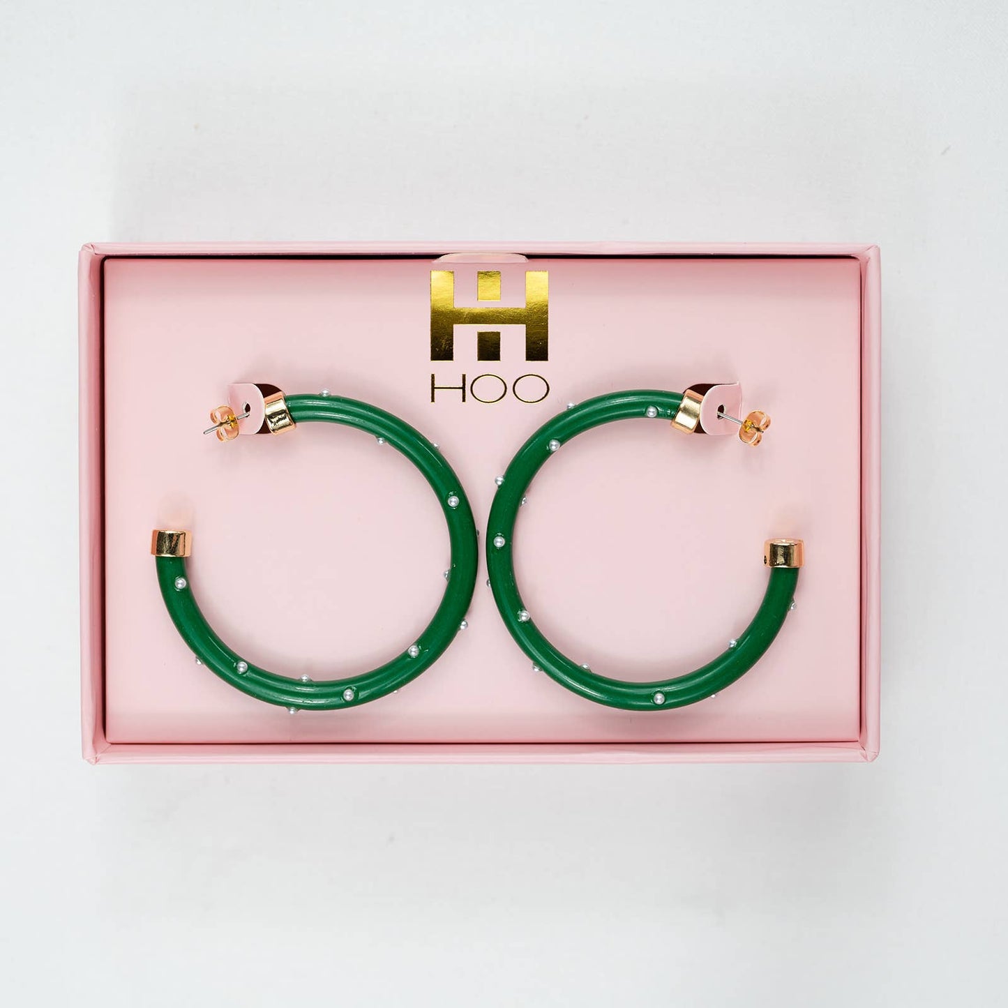 Kelly Green with Pearls Hoo Hoops