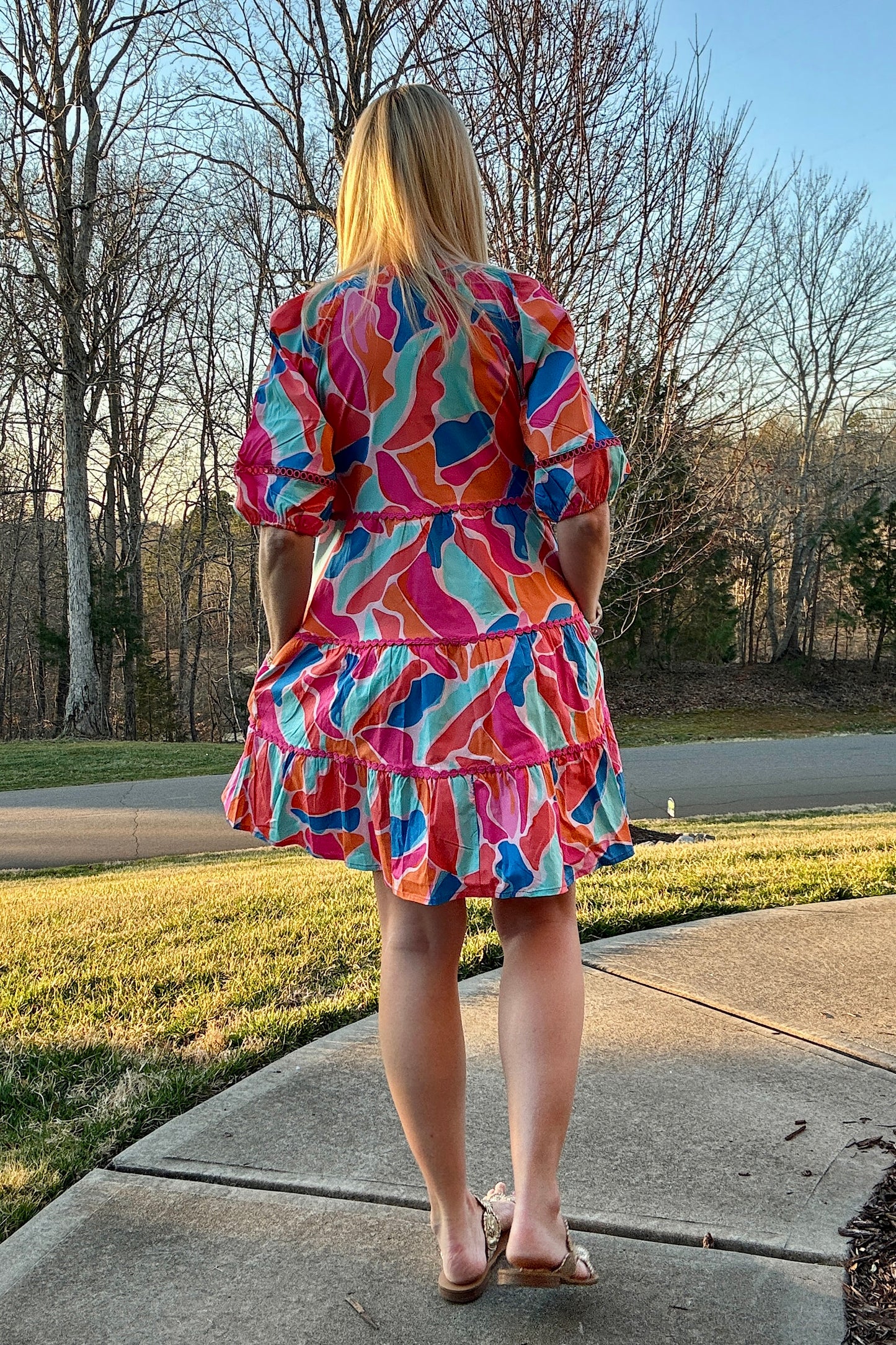 Pink, Mint, and Orange Babydoll dress