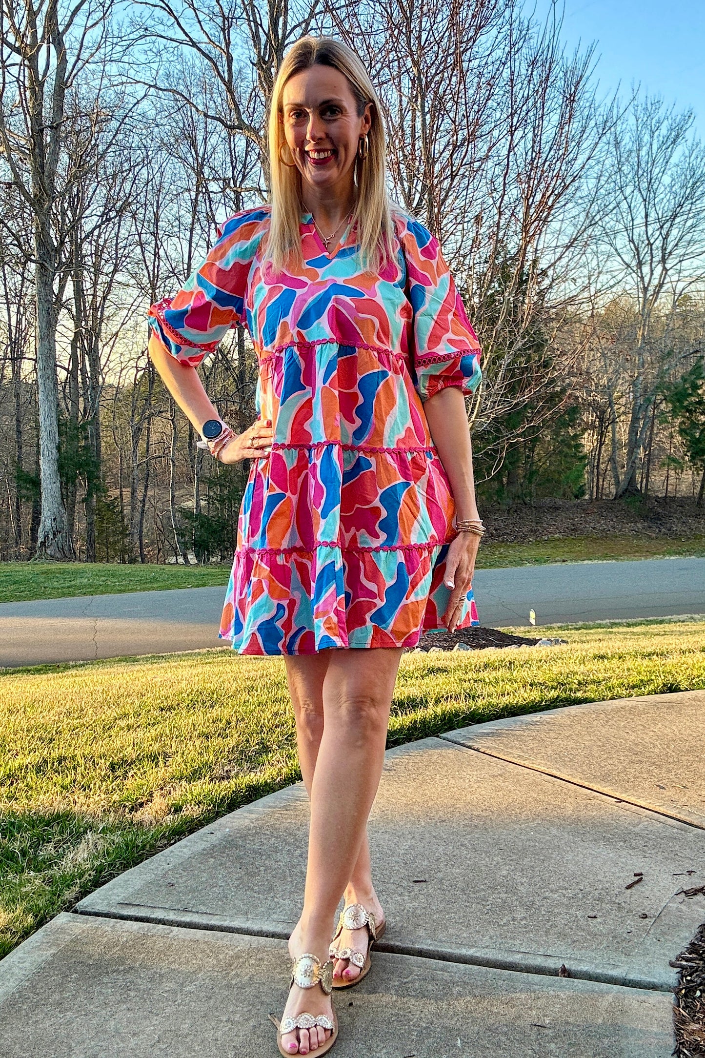 Pink, Mint, and Orange Babydoll dress