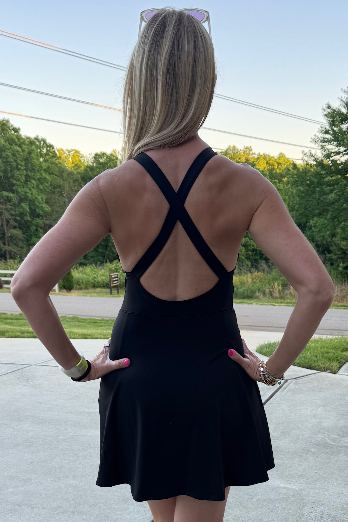 Grace in Motion Black Athleisure Dress
