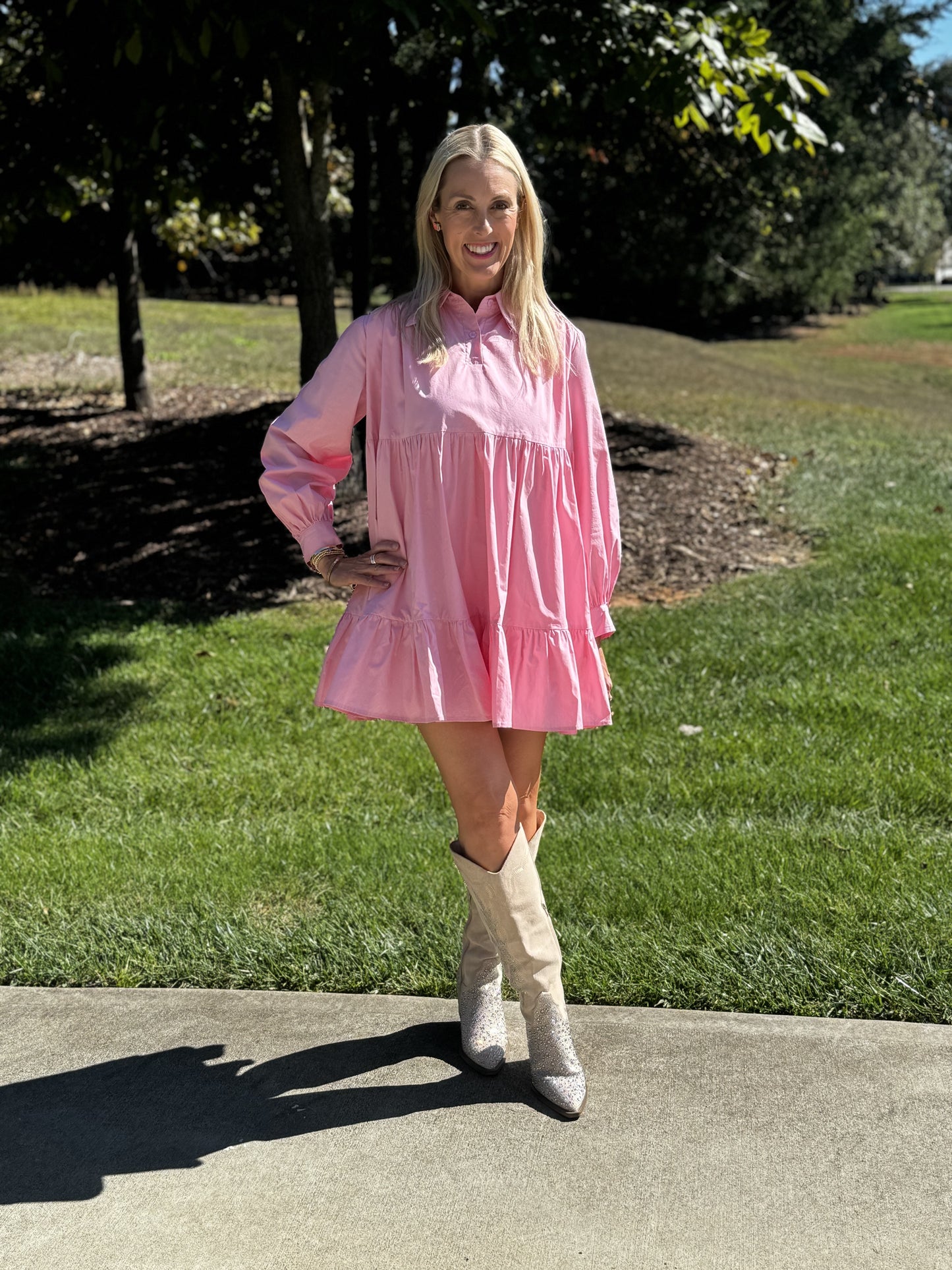 Light Pink Babydoll Woven Shirt Dress