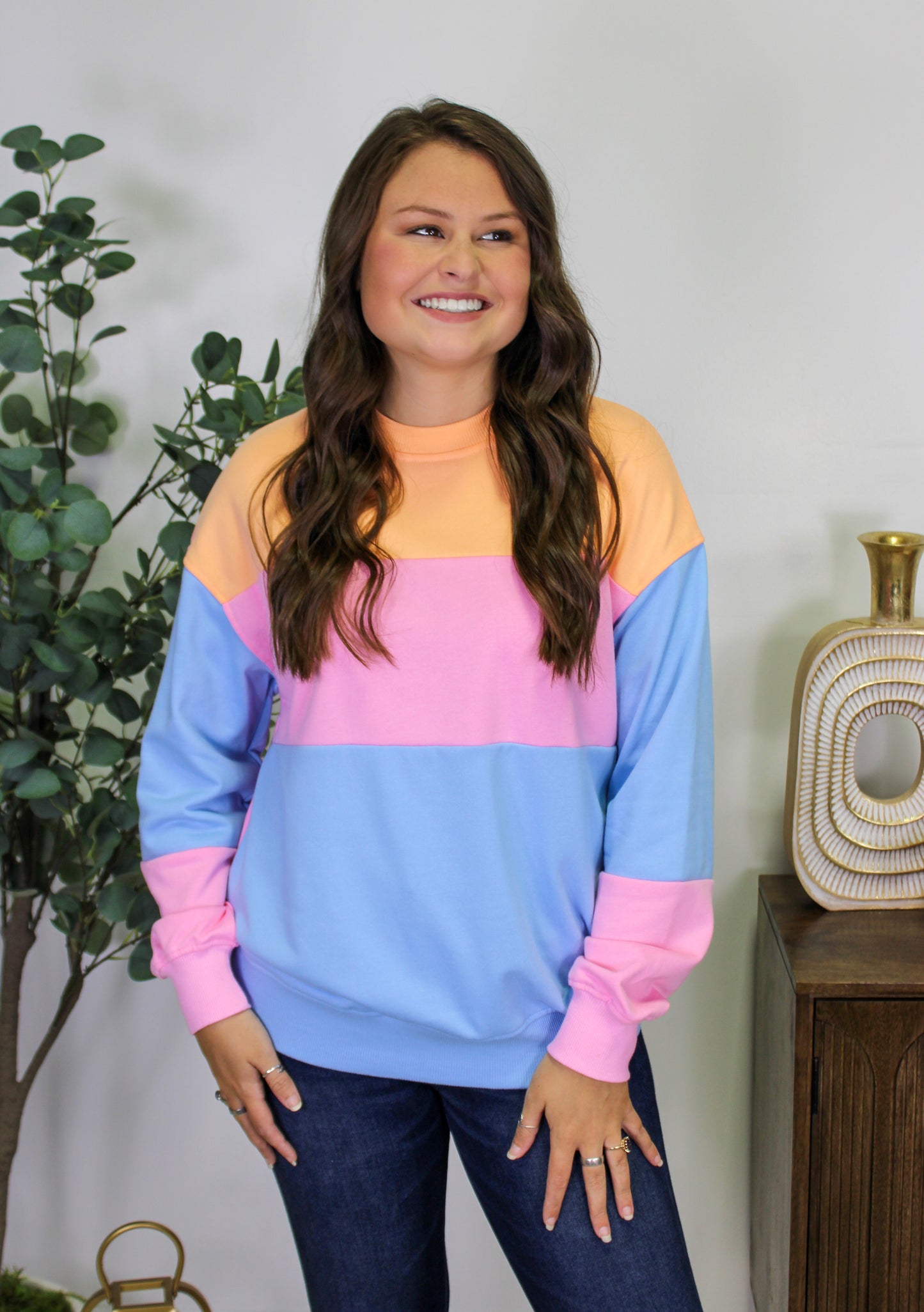 Blue Colorblock Pullover September.