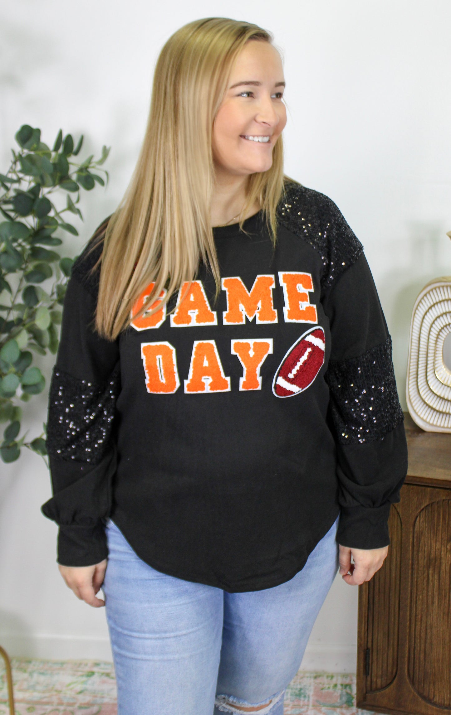 Black Game Day Plus Size Top RTS