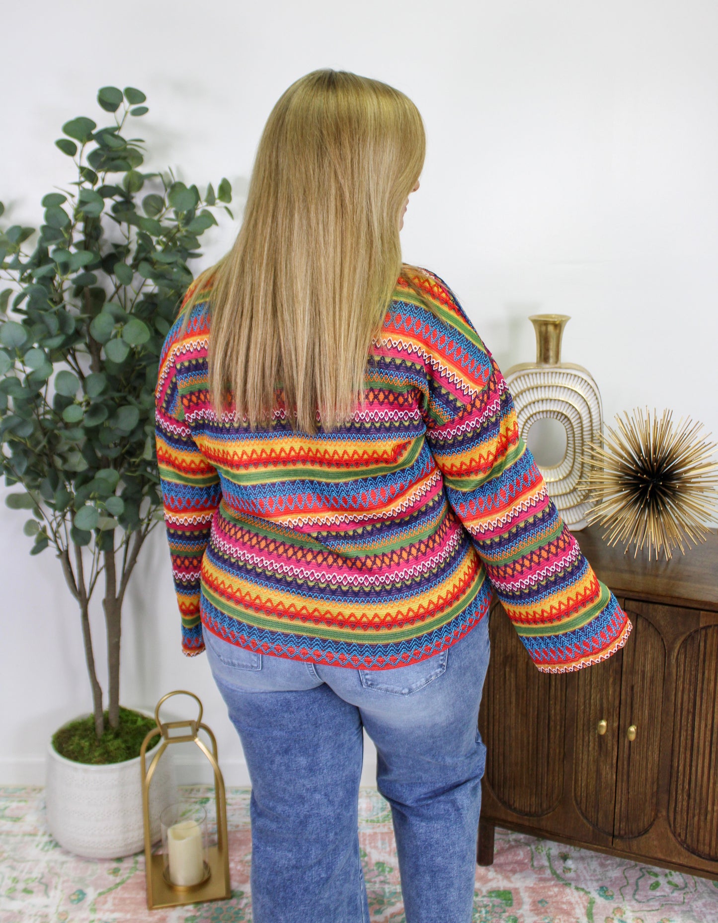 Crochet Striped Rainbow Top RTS