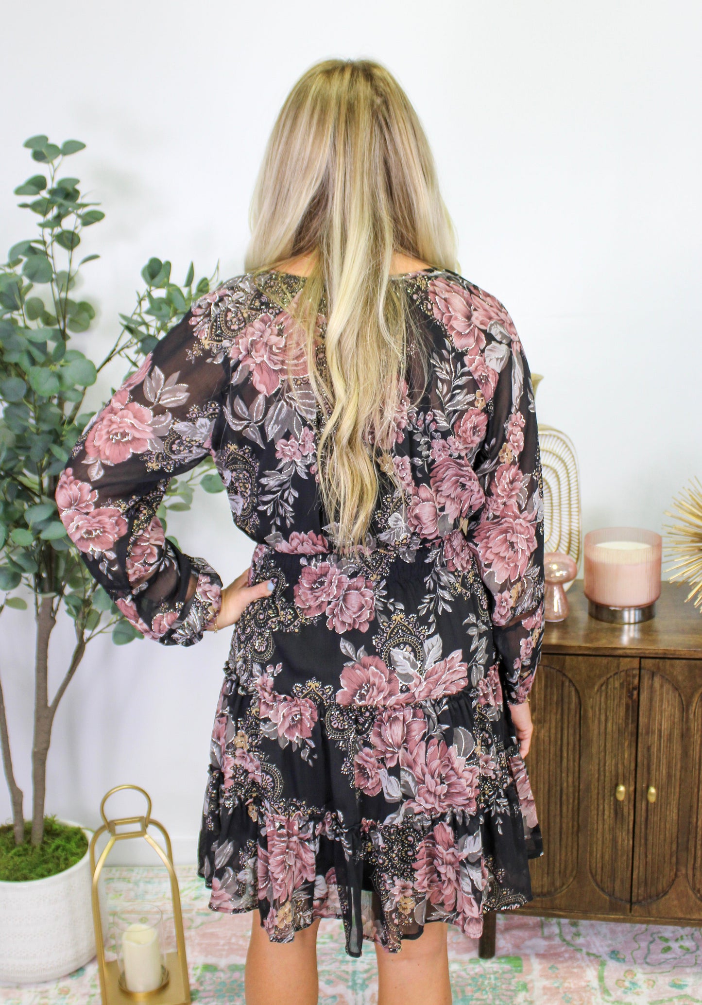 Black Vintage Floral Dress LT