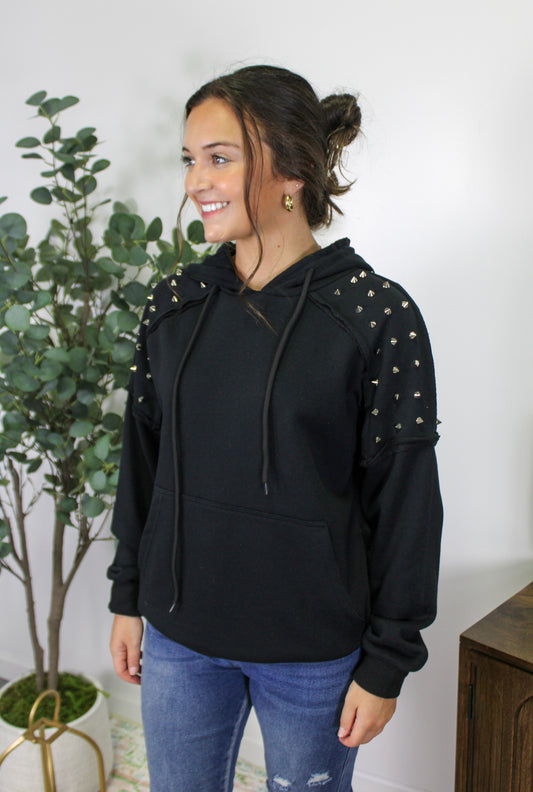 Black Studded Hoodie LT