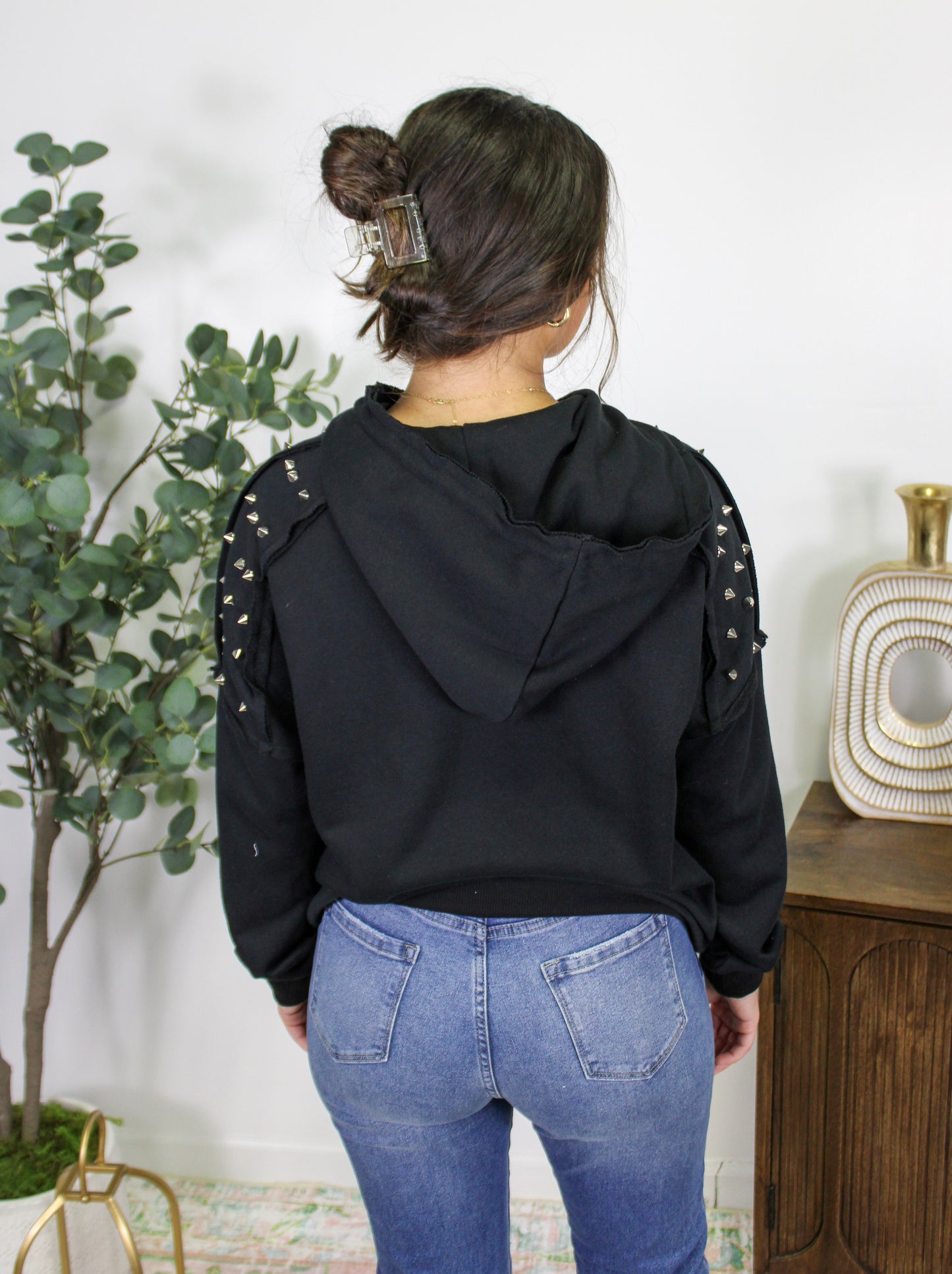 Black Studded Hoodie LT