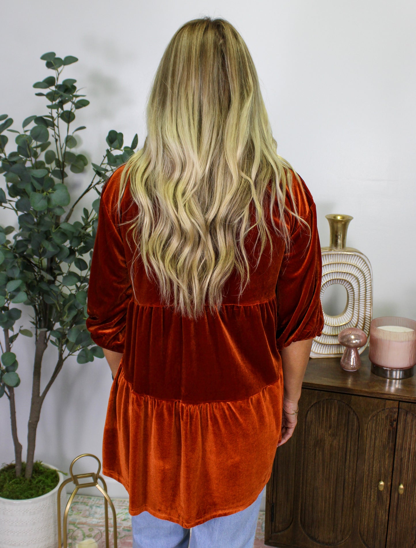 Burnt Orange Velvet Tunic LT