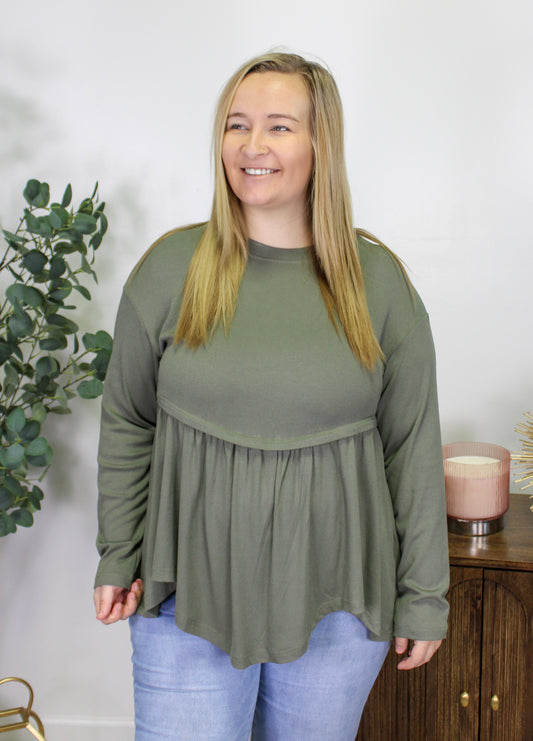 Green Peplum Plus Size Top LT