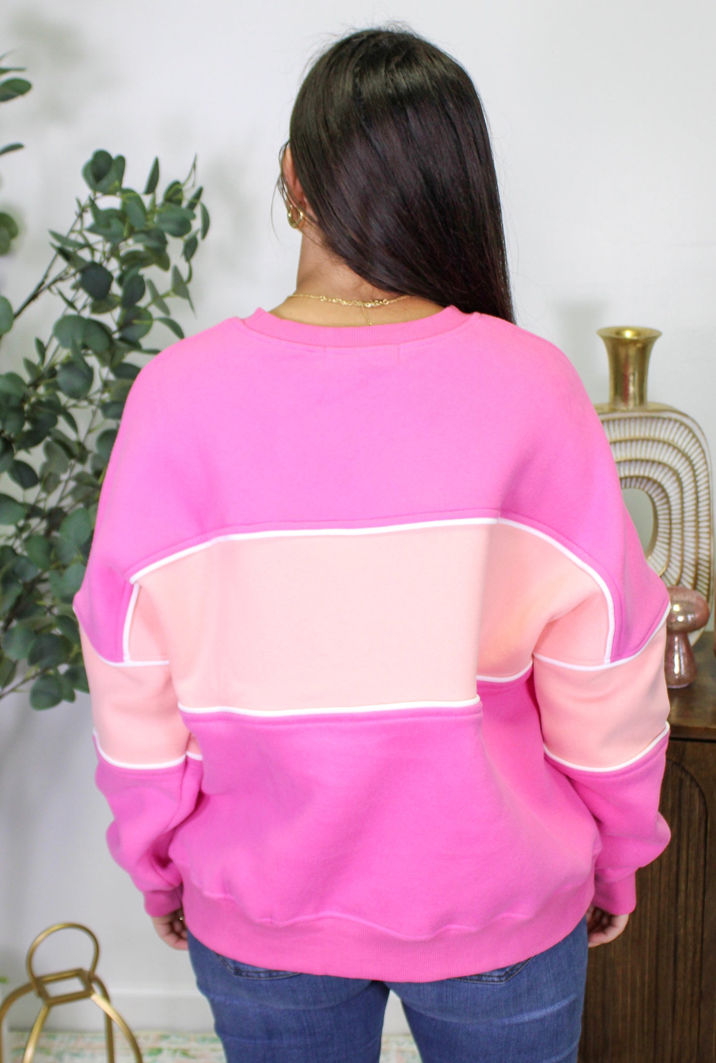 Rose Pink Colorblock Sweatshirt LT