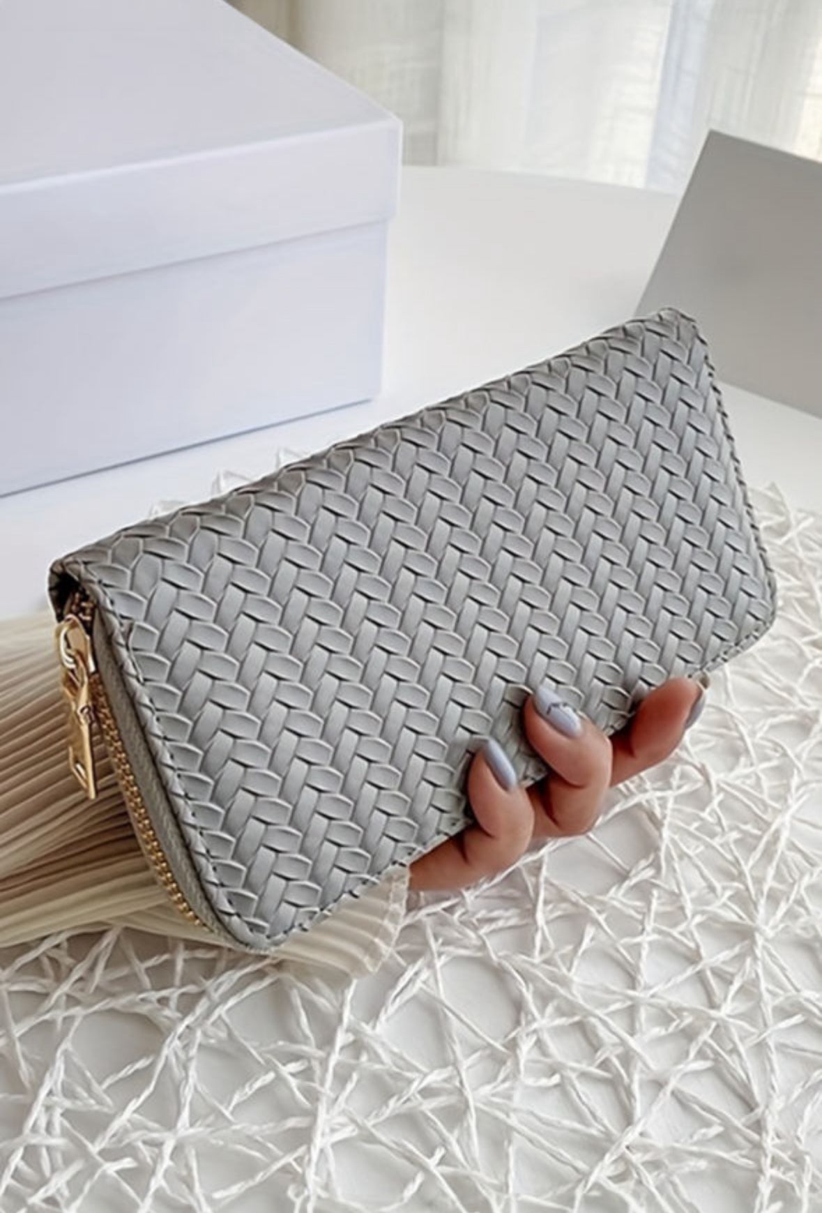 Grey Woven Wallet LT