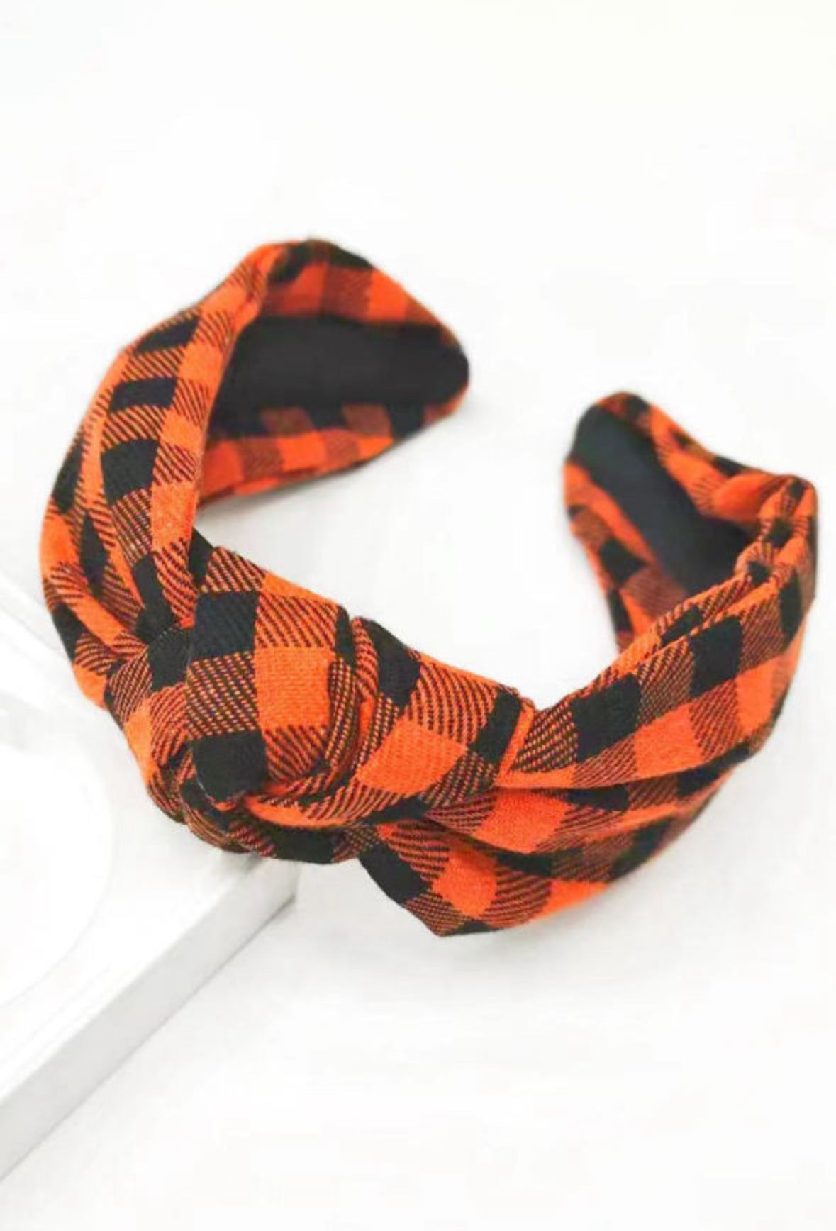 Orange Plaid Headband LT