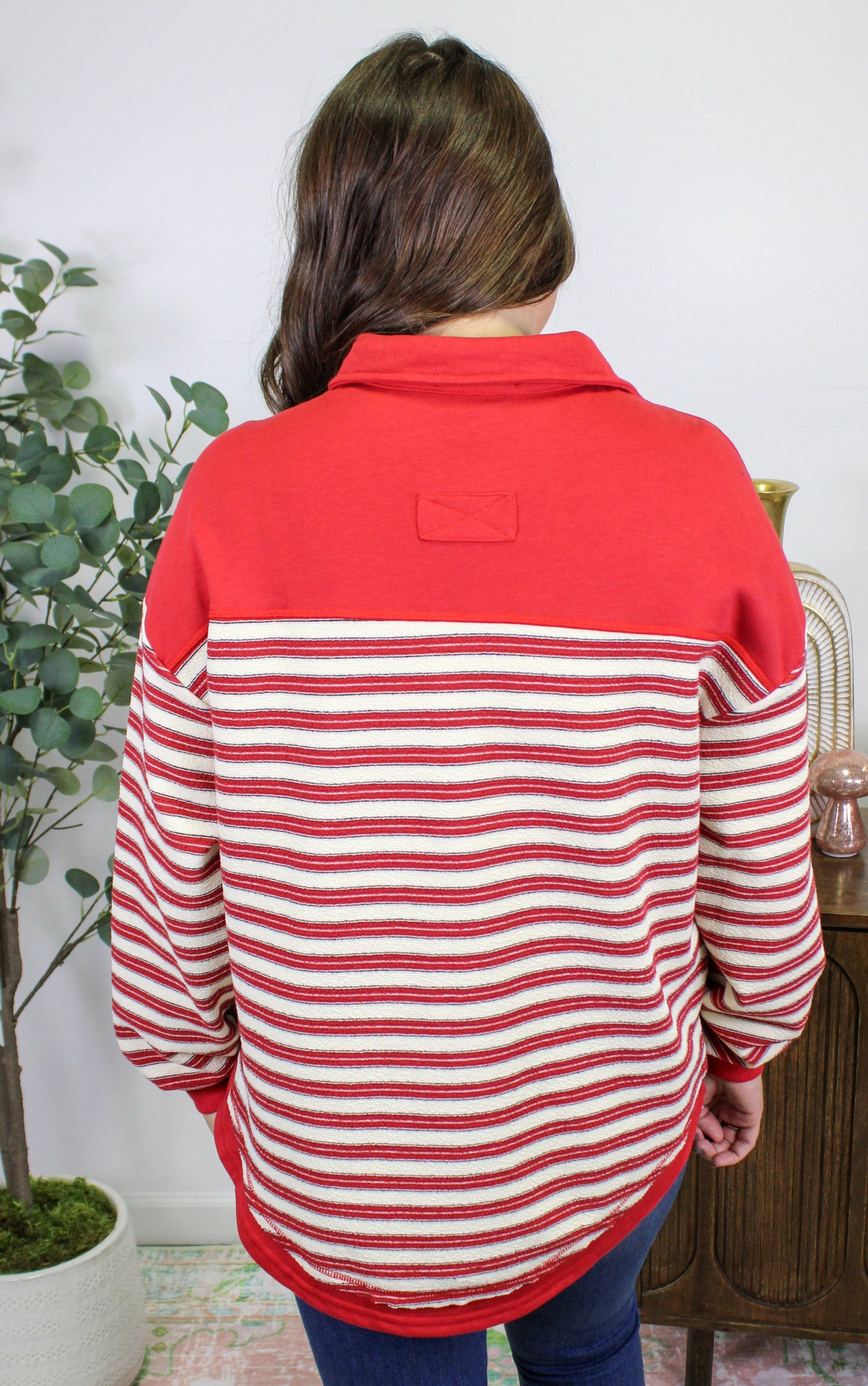 Red Striped Henley Top LT