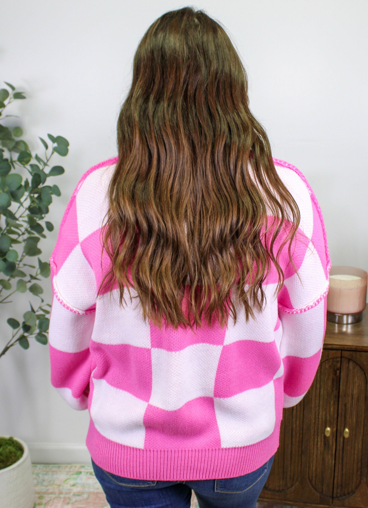 Pink Checkered Sweater November.