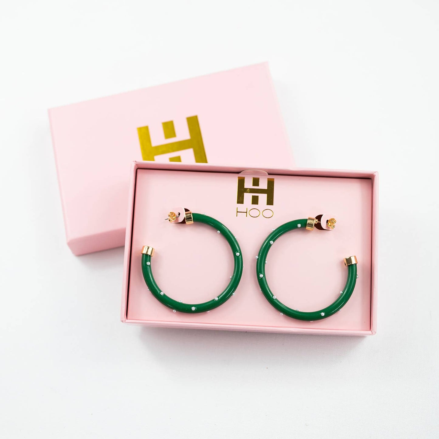 Kelly Green with Pearls Hoo Hoops